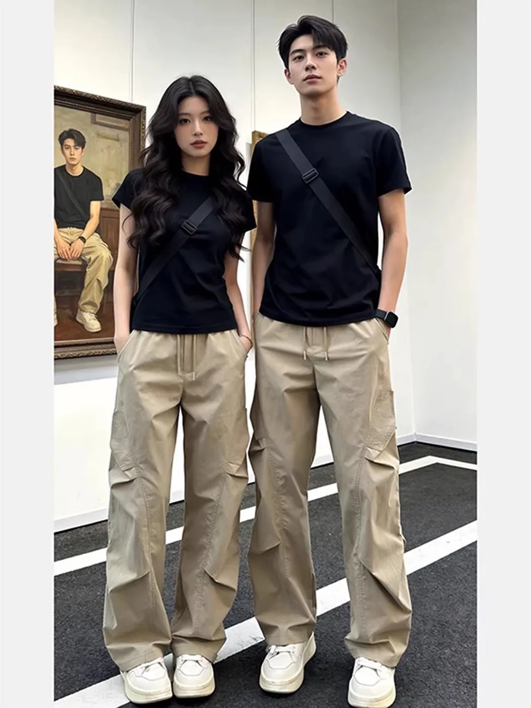 Khaki Spring Summer Thin American Outdoor Workwear Casual Straight Leggings Men's Women's New Folded Sensation Loose Fit Set