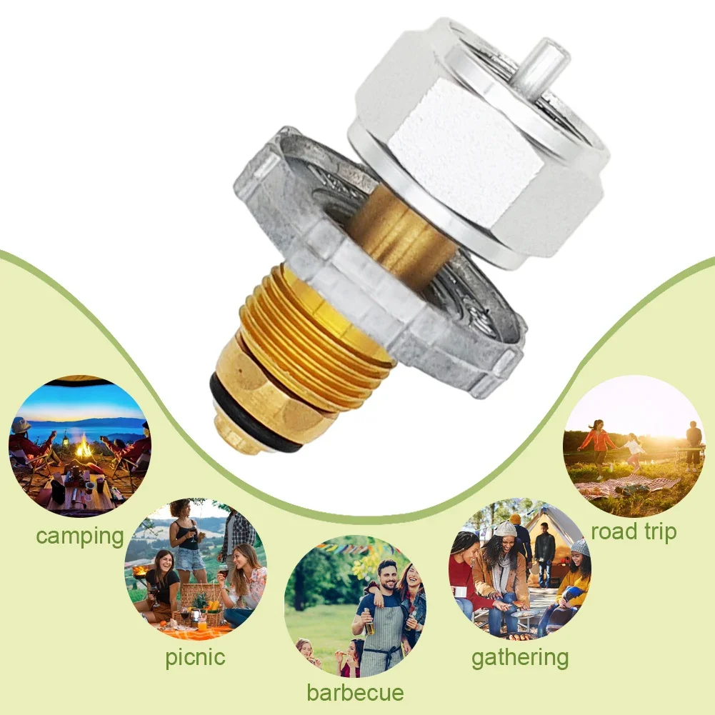 Gas Propane Refill Adapter Copper Gas Cylinder Regulator Valve Refill Output Converter Adapter Tank Head Adapter for BBQ Picnic