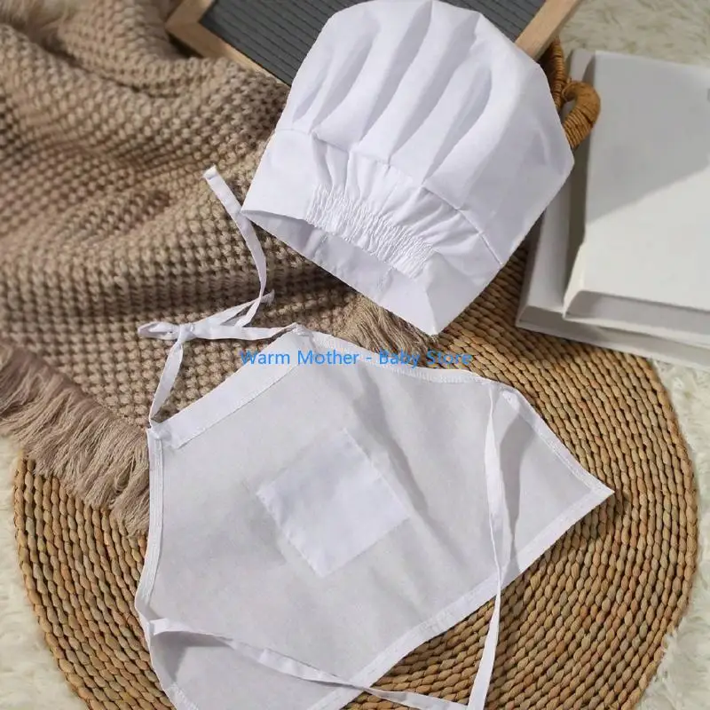 طقم مريلة وقبعة لأزياء الطبخ لحديثي الولادة لجلسة تصوير لا تُنسى للأطفال 57QE