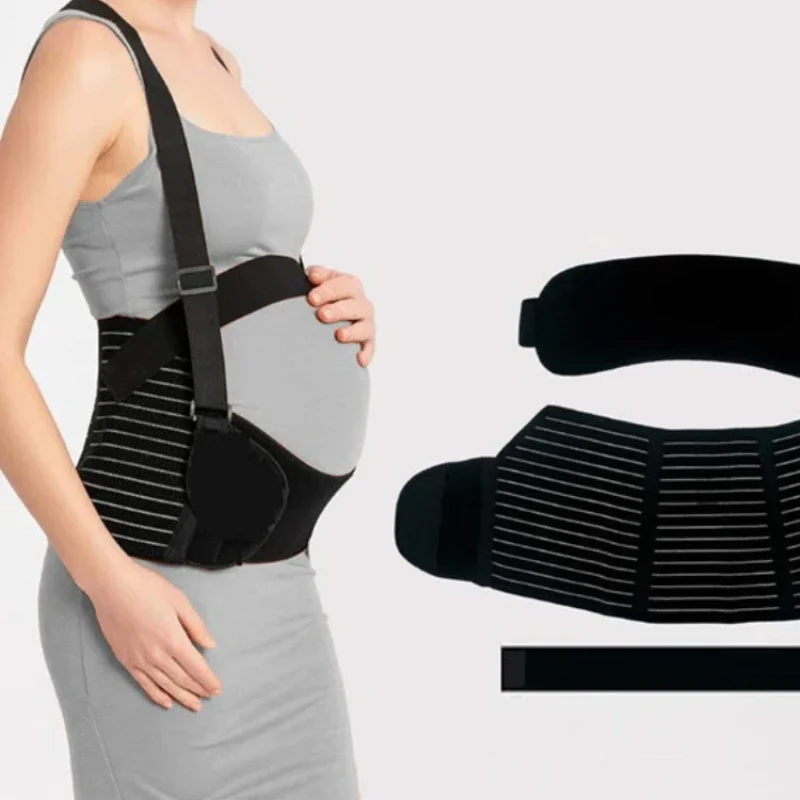 Double Support Back Abdomen Brace Shoulder Strap Lumbar Adjustable Black M-XXL NewSpecial Abdominal Care Belt for Pregnant Women