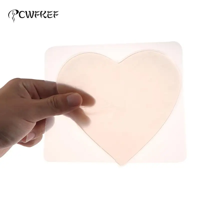 Reusable Women Skin Care Body Chest Anti Wrinkle Pads Medical Skin Color Grade Silicone Heart Shaped Overnight Invisible Pads