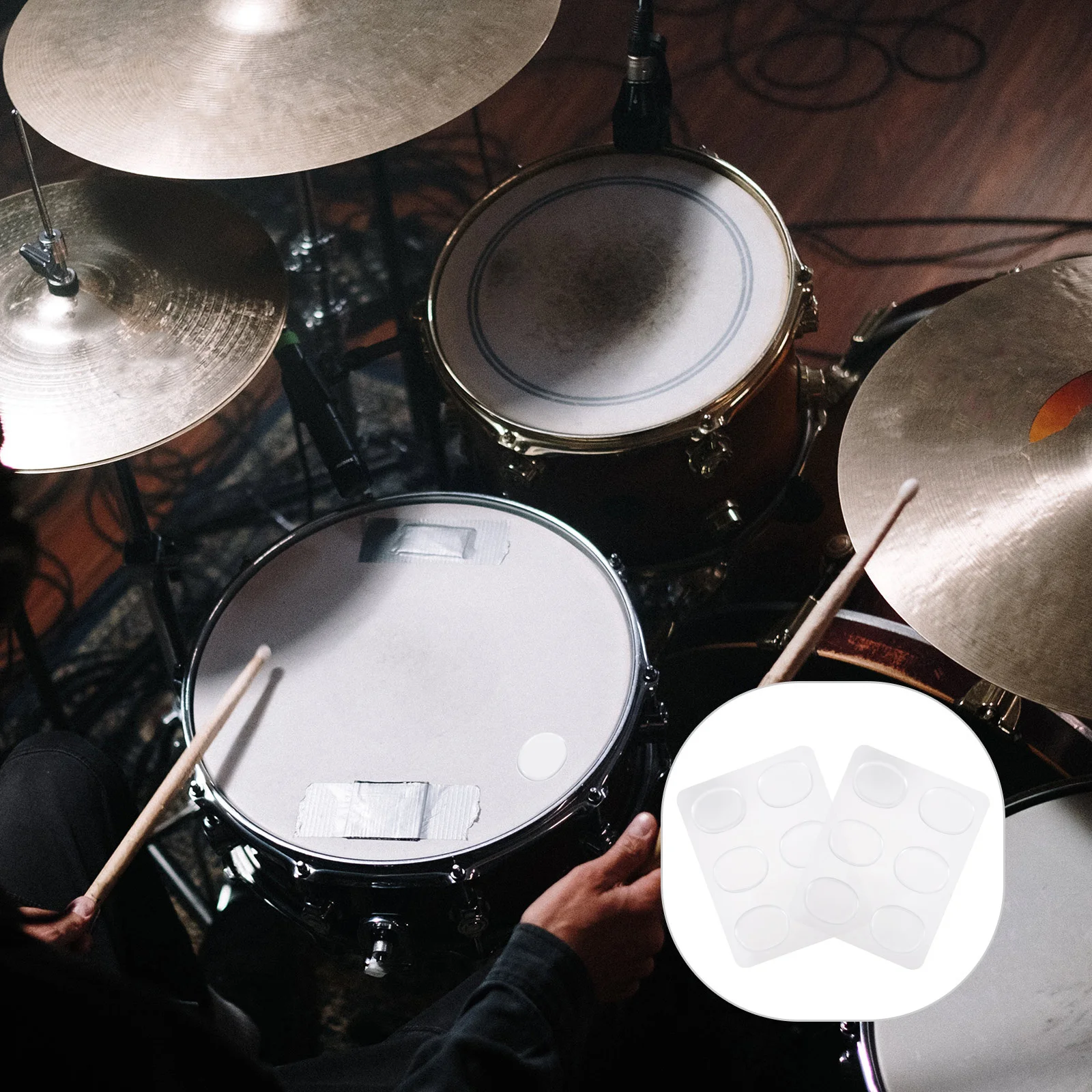 

12Pcs Drum Silencers Transparent Silicone Mute Pads Self-Adhesive Noise Reduction Practice Dampeners for Drums Snare Cymbals