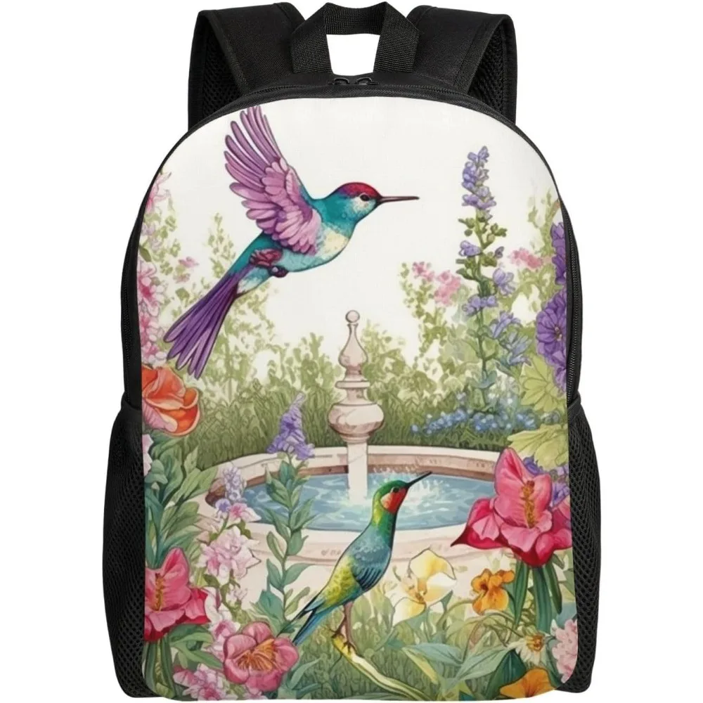

Garden With Birds And Flowers Cute Backpack Waterproof Lightweight Laptop Backpack Shoulder Bag Casual Daypack For Women Men