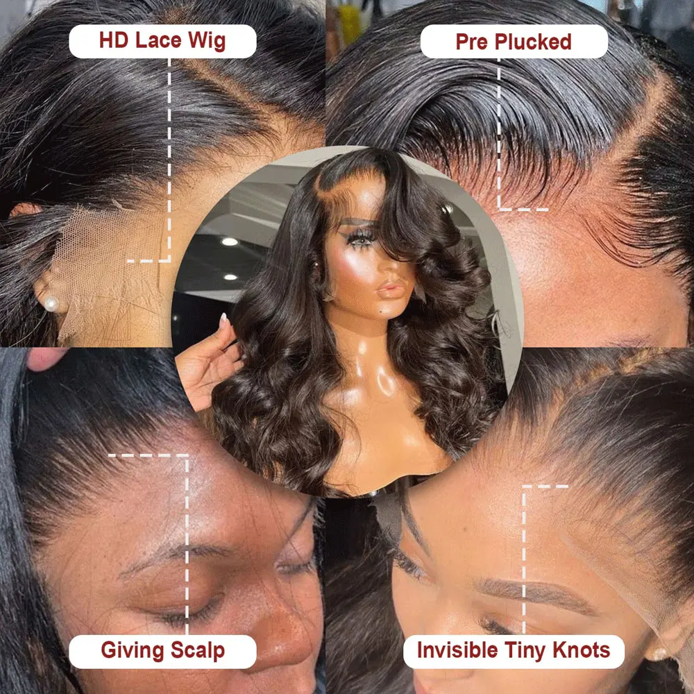 Raw Peruvian Body Wave 250% Density 40 42 inch 13x6 HD Lace Front Human