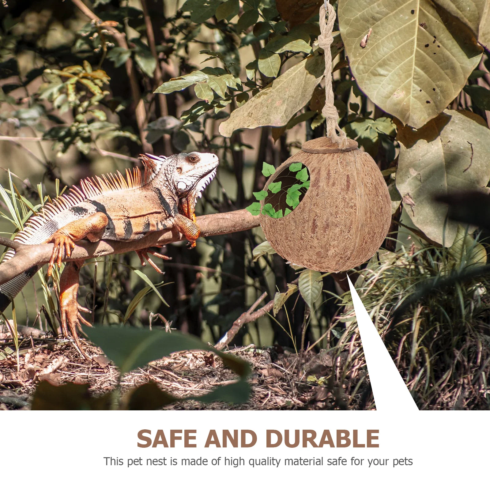 

1Set Lizard Nest Coconut Shell Vine Reptiles House Small Pet Sleeping Bed Warm Shelter Hideout Lizard Sleeping House