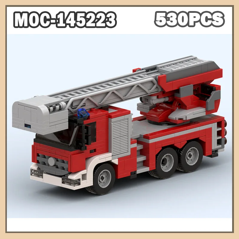 

MOC-145223 Building Block Model Brick Urban Fire Truck Is Equipped With Steps Creative Gifts Urban Traffic Vehicles 530PCS