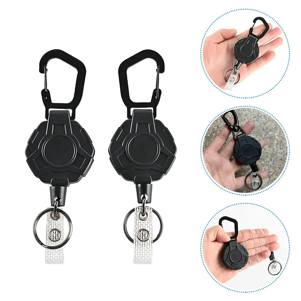 

2pcs Retractable Keychain Anti-Lost Heavy Duty Clip Portable Bottle Opener Outdoor Camping Climbing Keys Holder Tool