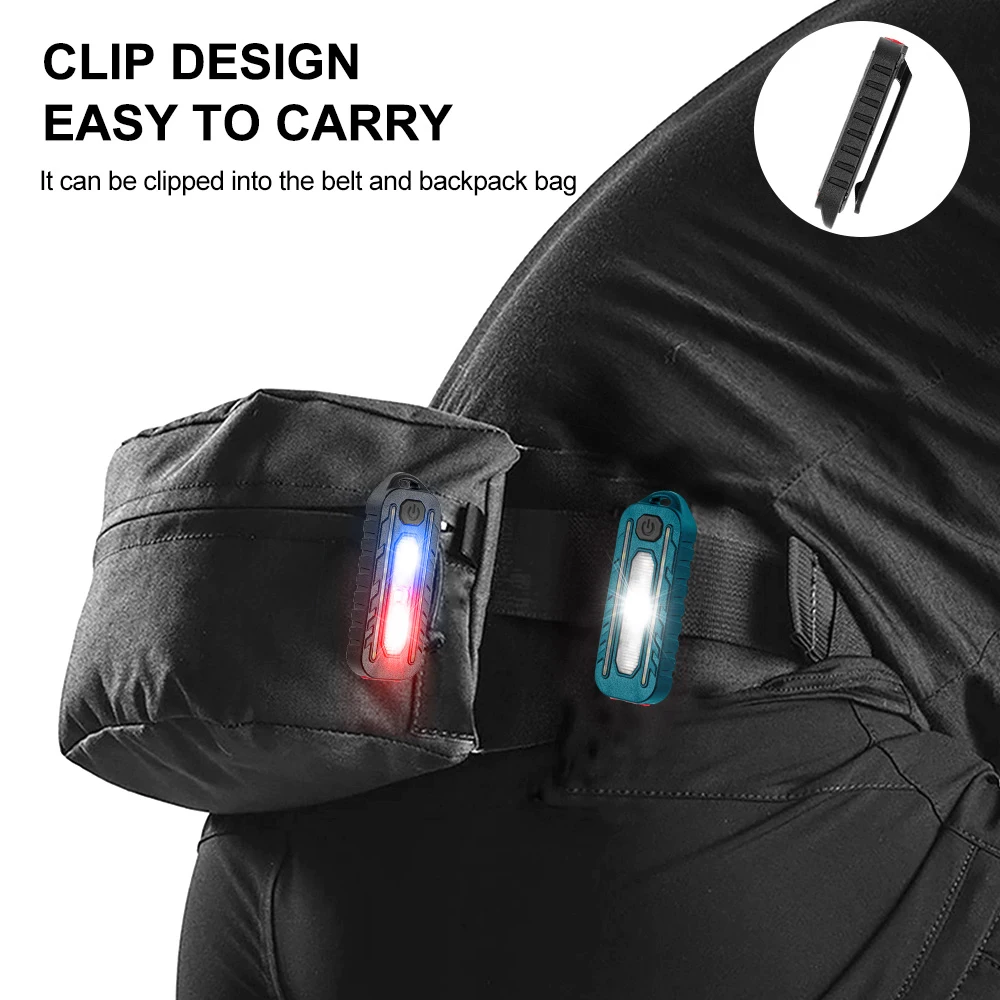 Red Blue Flashing Warning Light USB Rechargeable Tail Light Waterproof Police Shoulder Clip Safety Light LED Helmet Work Light