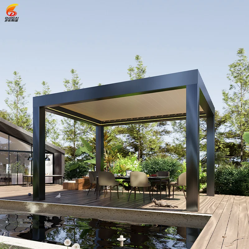 Waterproof And Wind-resistant Outdoor Pavilion, European-style Courtyard Outdoor Electric Aluminum Canopy