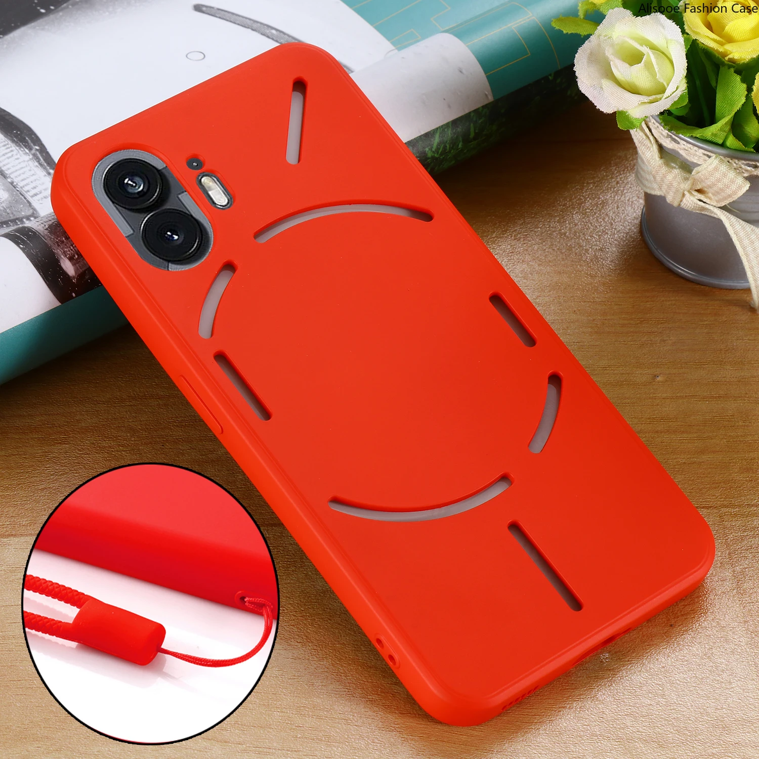 With Silicone Strap Funda for Nothing Phone 2 1 Case Liquid Silicone Soft Full Protection Cover for Nothing Phone2 Phone1 Capa