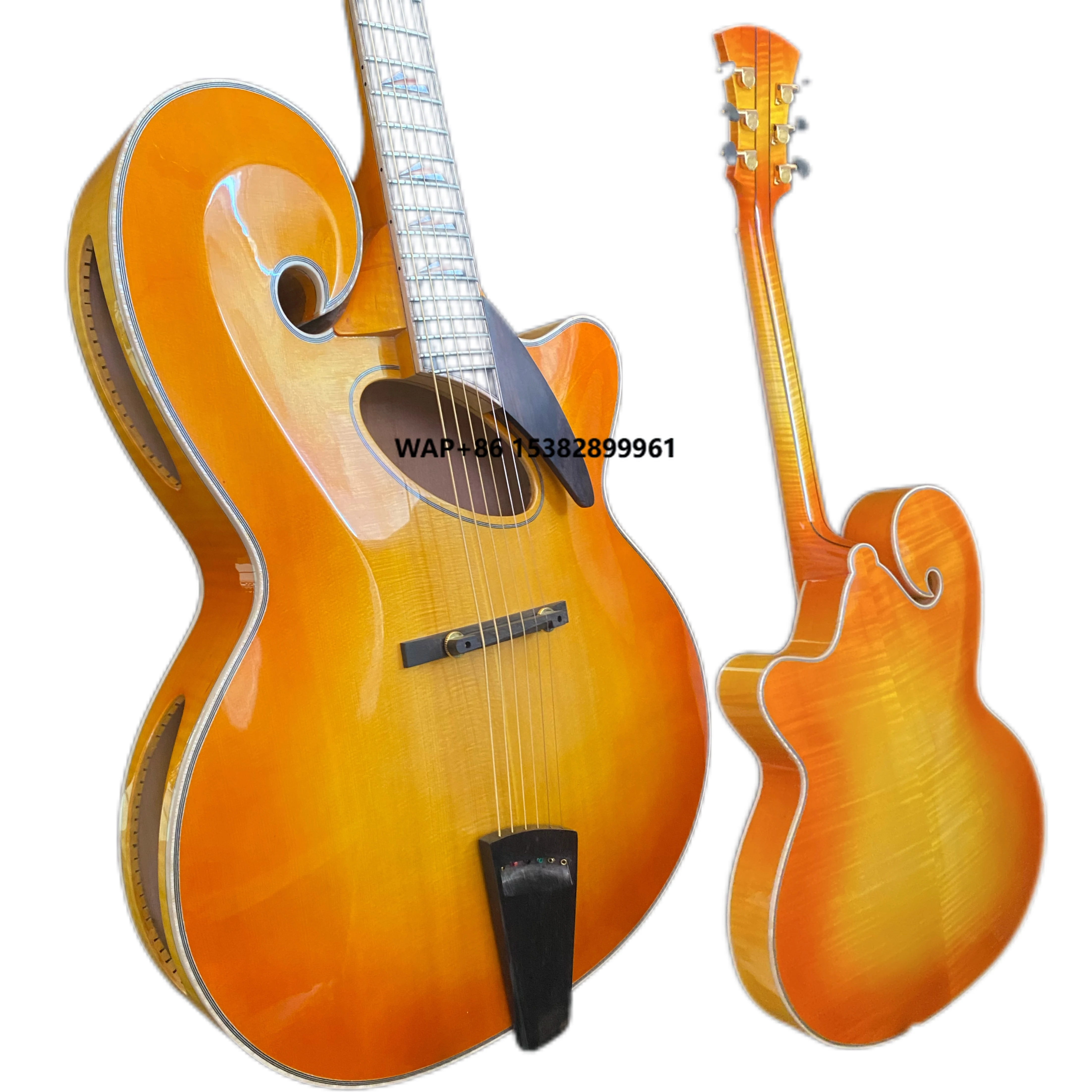 Yunzhi Mandolin Electric Archtop Handmade Hollow Body Jazz Guitar Flamed Maple Customizable  Electric  Jazz Guital