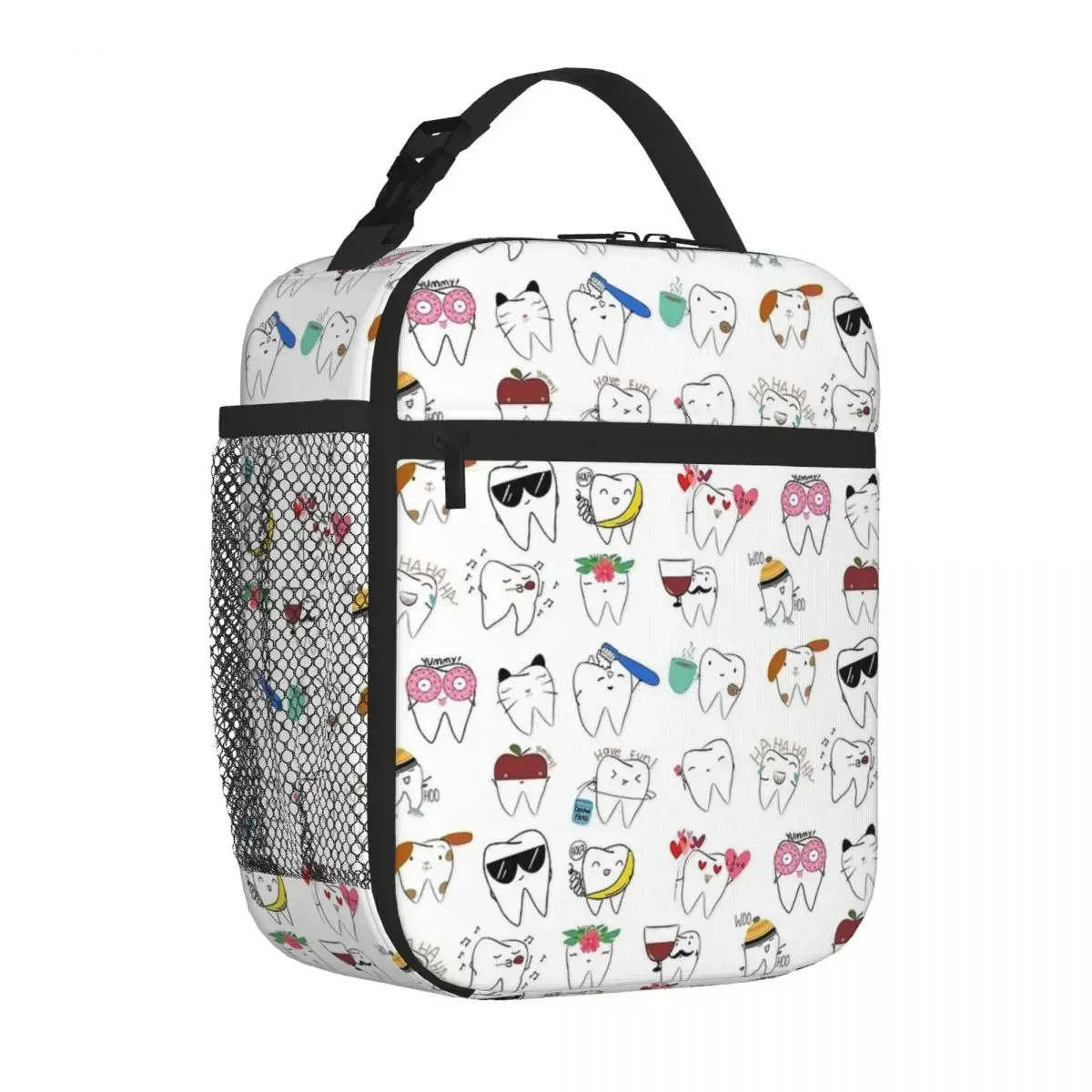 Mix-Molar Teeth Insulated Lunch Bag Thermal Bag Reusable High Capacity Tote Lunch Box Food Handbags School Travel