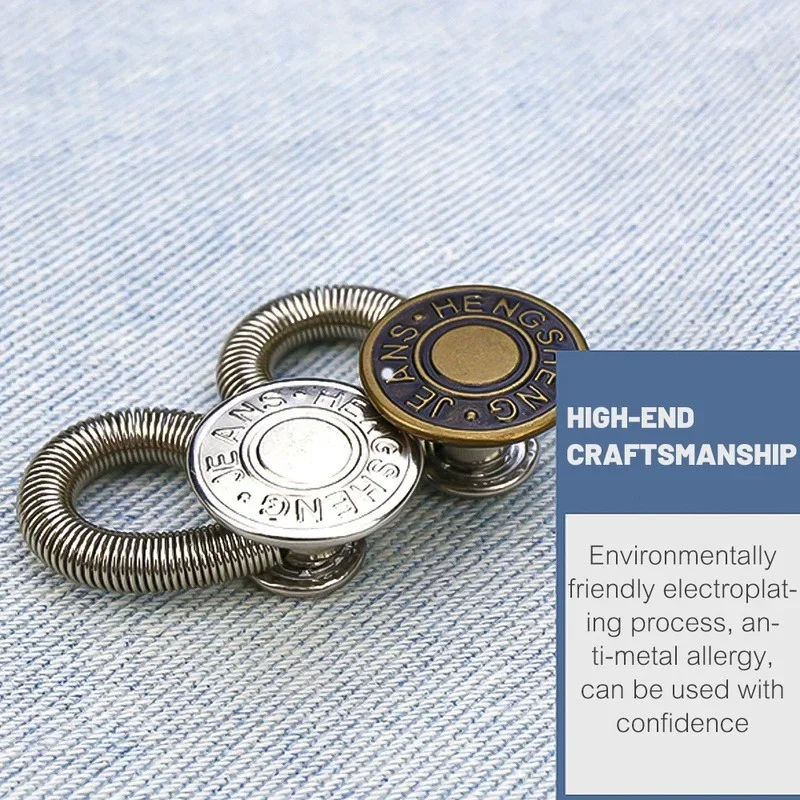 1/5/10/20pcs Button Extender for Pants Jeans Free Sewing Adjustable Retractable Waist Extenders Metal Buttons Waistband Expander