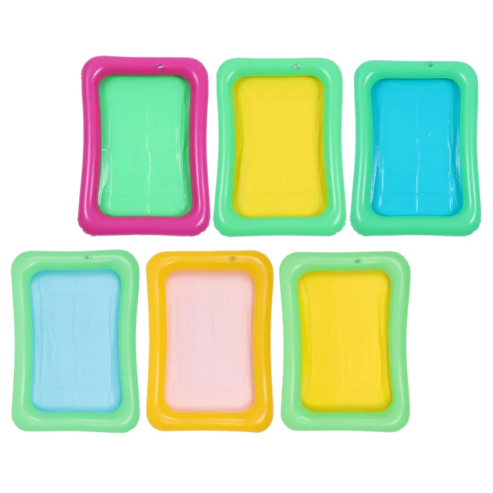 6 Pcs Inflatable Ice Bar Sand Floating Tray for Pool Party Supply Cooler Salad Food Rectangle