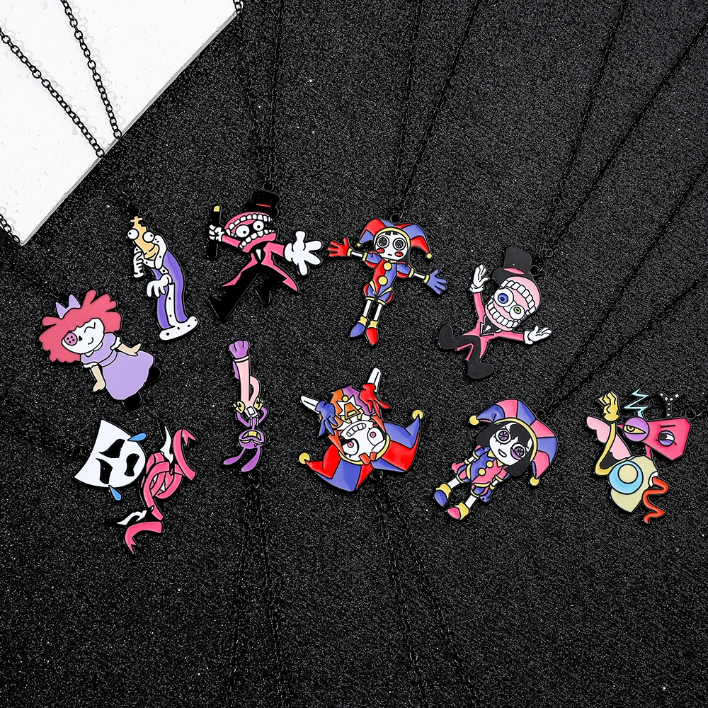 Die Amazing Digital Circus Serie Kawaii Halskette - Anime Cartoon Mode Metall-Emaille-Schmuck-Accessoire für Freunde Spielzeug-Geschenke – Detail 1