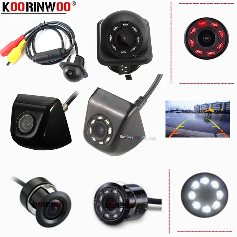 Koorinwoo Wire Universal HD CCD Car Rear View Camera IP68 Night Vision 8 LED Infrared Lights Backup Parking Assistance Reverse