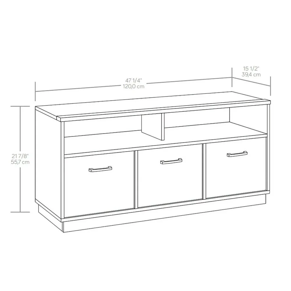 3-türige TV-Ständer konsole für Fernseher bis 50 Zoll, Wohnzimmer-TV-Schrank, dunkles Holz finish