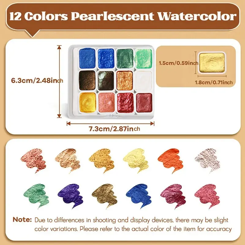 مجموعة ألوان مائية صلبة مكونة من 12 لونًا مع أصباغ حية لامعة وغير قابلة للتلاشي لفن الأظافر والحرف اليدوية والرسم بنفسك #5