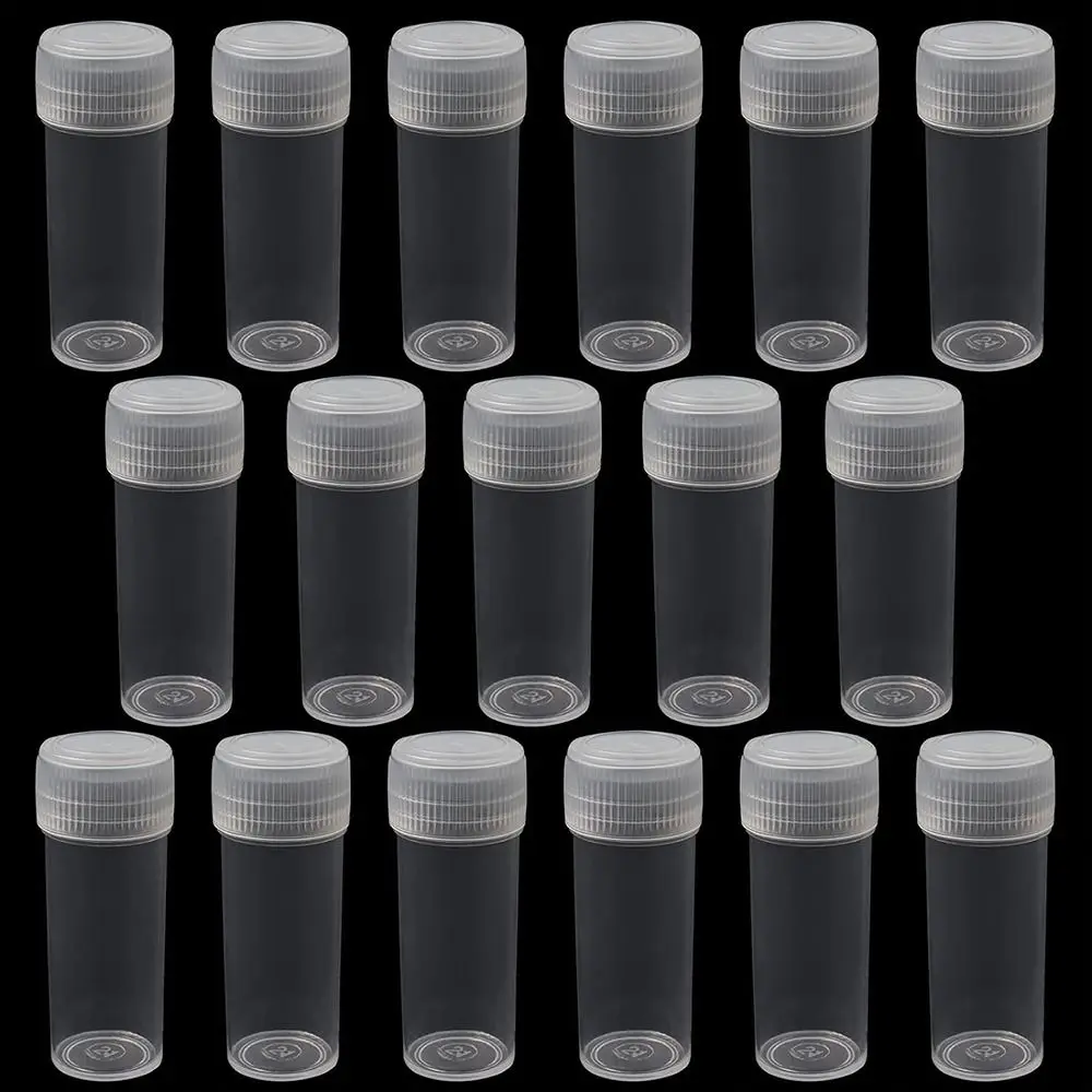 1/100Pcs Practical Translucent 5ml Plastic Sample Storage Container Test Tube Fragrance, Beads, Liquid, Powder