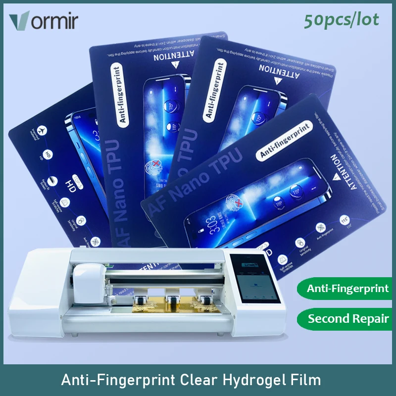 VORMIR 50pcs Clear Anti Fingerprint Self Repair Screen Protectors for Plotter Cutter TPU HD Hydrogel Film Movies for Phones