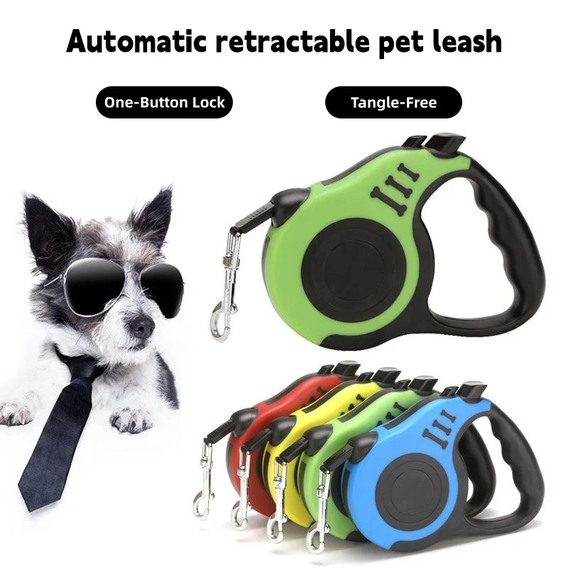 Retractable Dog Leash 3m 5m Nylon Tangle-Free Pet Leash One Button Lock Anti-Slip Handle Durable Traction Rope for Small Dog Cat