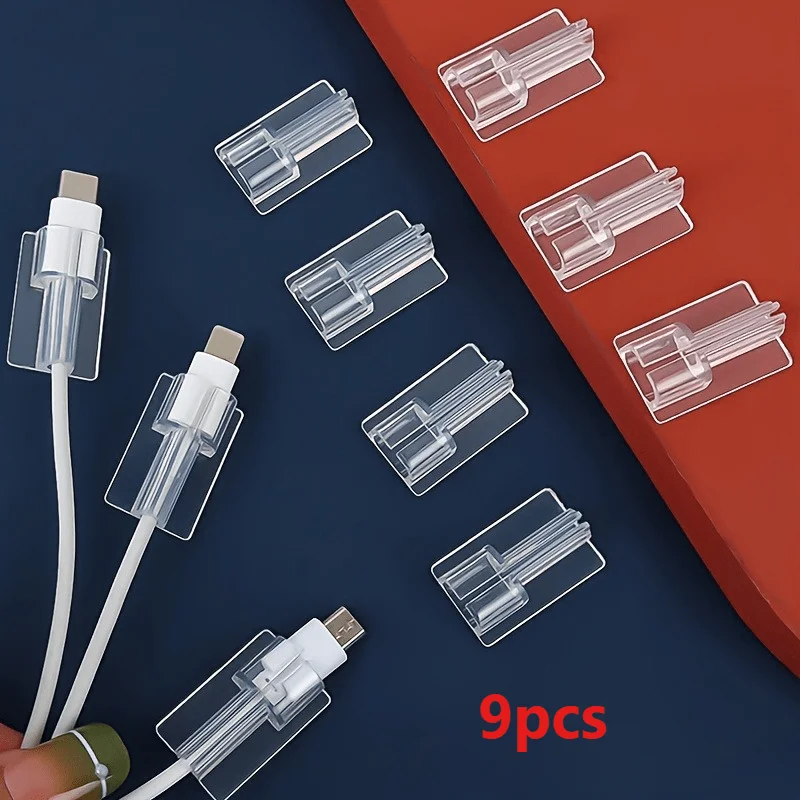 9PCS Clear Mobile Phone Charging Cable Holder - Protective Transparent FixedClip Data Wire with Easy Management and Organization