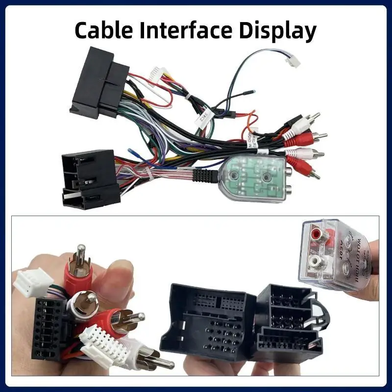 Car Radio Power Cable Wiring Harness Heat Resistant with Audio Converter for Car Multimedia Autoradio Retrofit