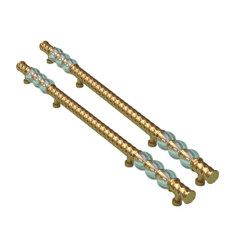 Crystal glass door handle, high-end club box sliding door, handle light luxury gold hotel, framed glass door handle