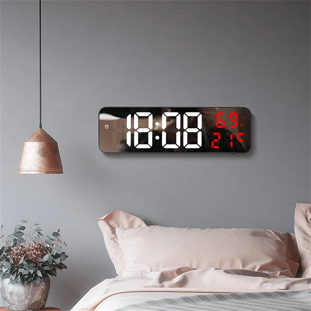 

Large Digital Wall Clock Large LED Screen Temperature Humidity Display Electronic Alarm Clock Home Decoration 12/24H Table Clock