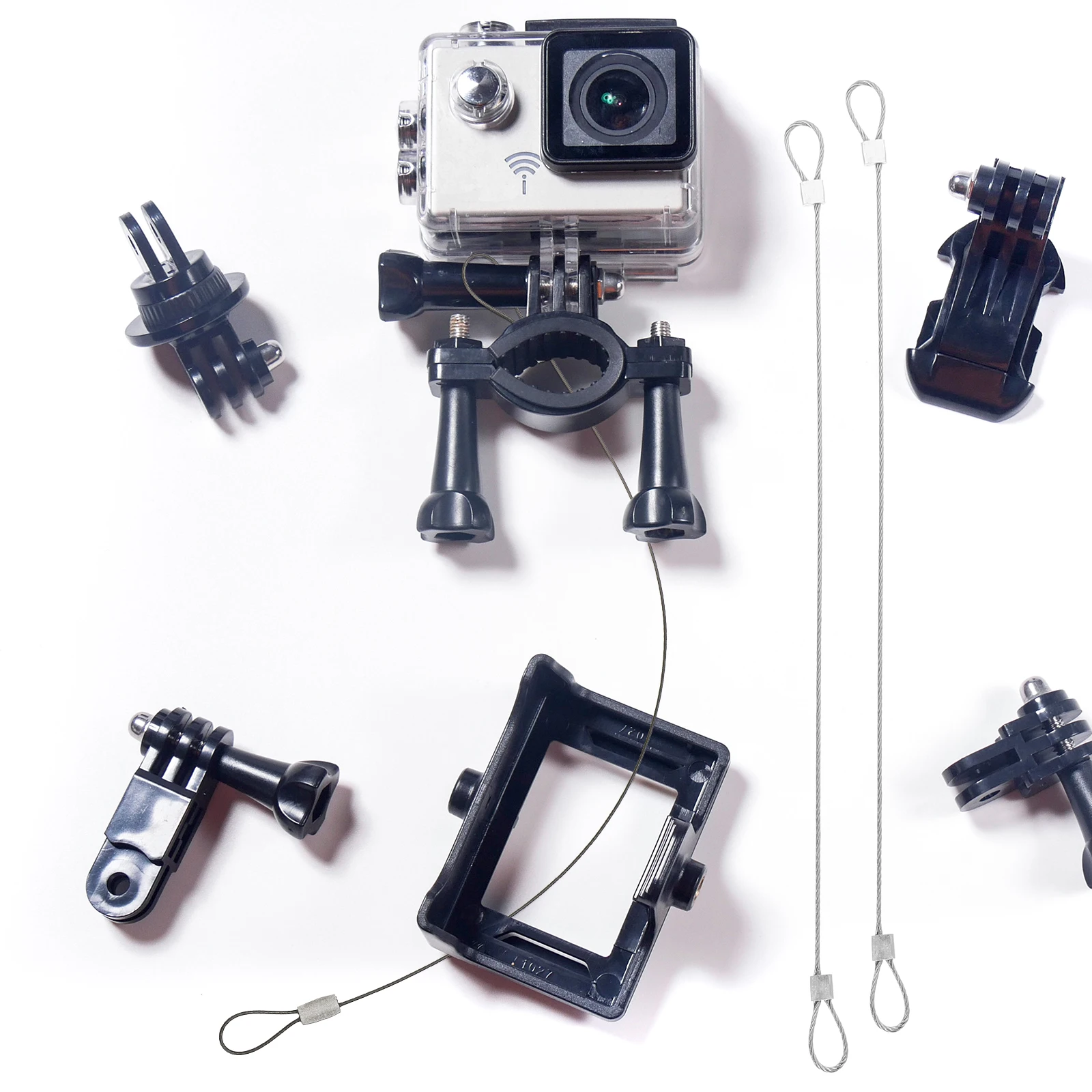 

6 pcs Safety Stainless Steel Tethers Colorful Coated Lanyards Flexible Durable Fit All Action Cameras Secure