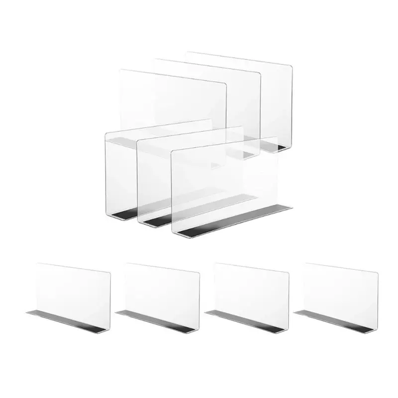 ABZW Clear PVC Plastic Magnetic Shelf Dividers 10 Pack 12Cm Tall L-Shaped Separators For Wire Shelving In Closets