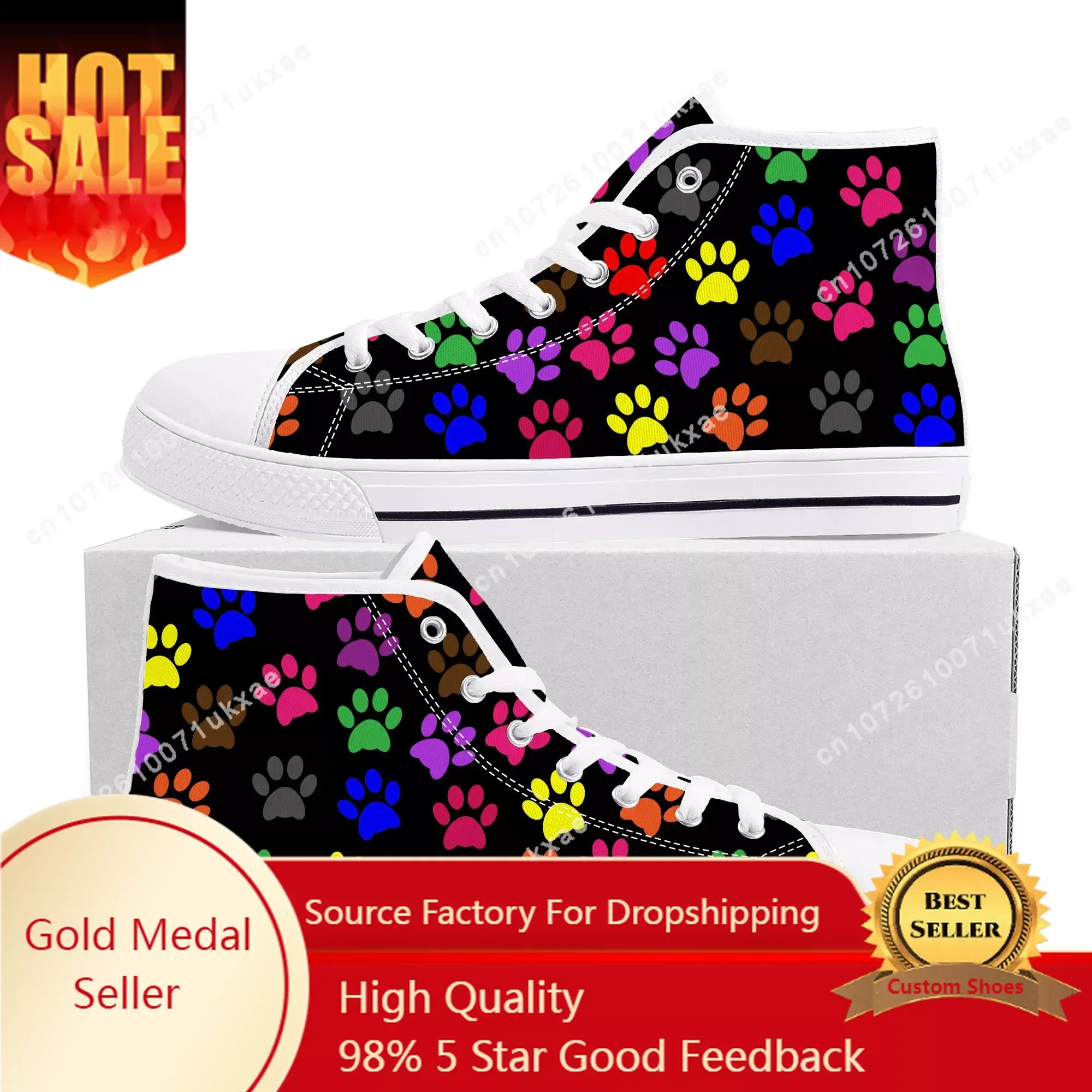 

Animal Paw Print petpaw pet dog cat High Top Sneakers Mens Womens Teenager Canvas High Quality Sneaker Casual Custom Made Shoes