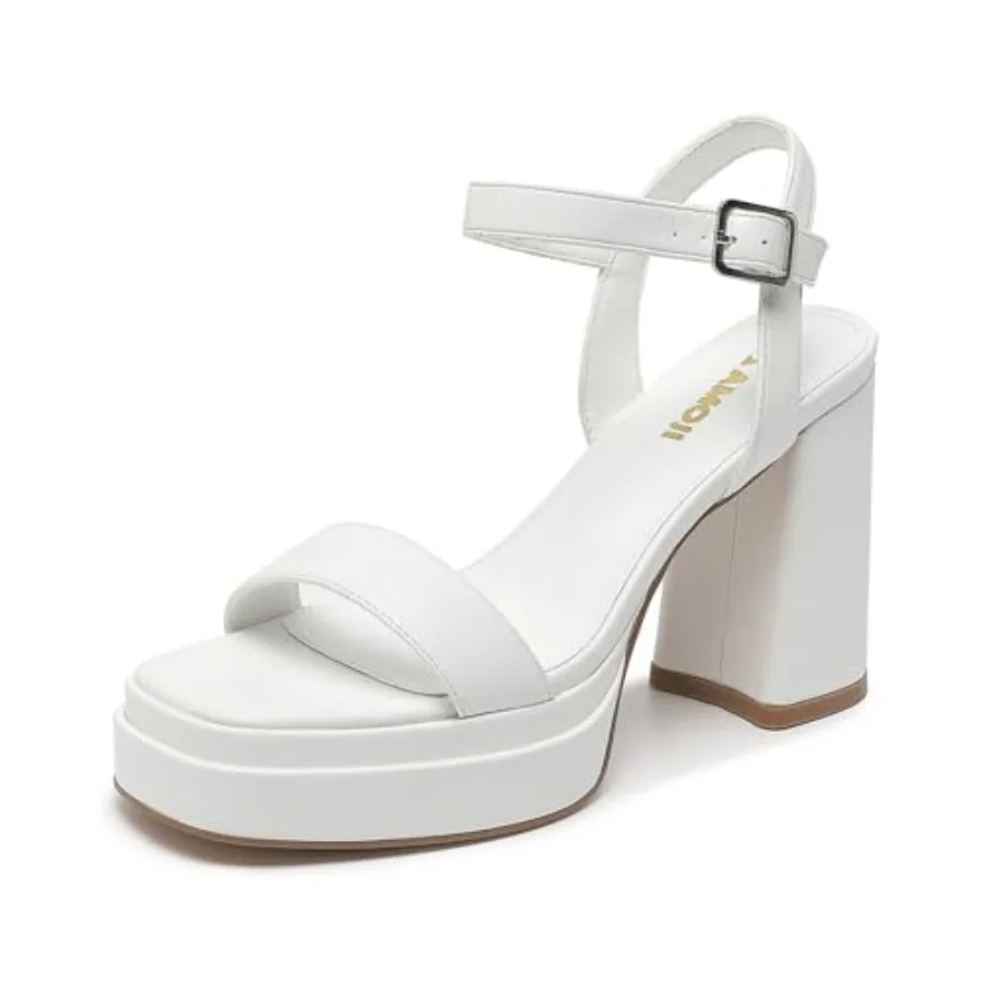 

Amoji Women's 4 Inch Platform Chunky Heel Ankle Strap Block Heeled Sandals 3