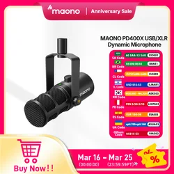 maono PD400X USB/XLR Dynamic Microphone All Metal With One-Touch Mute Headphone Jack And Volume Control For Podcasting Streaming