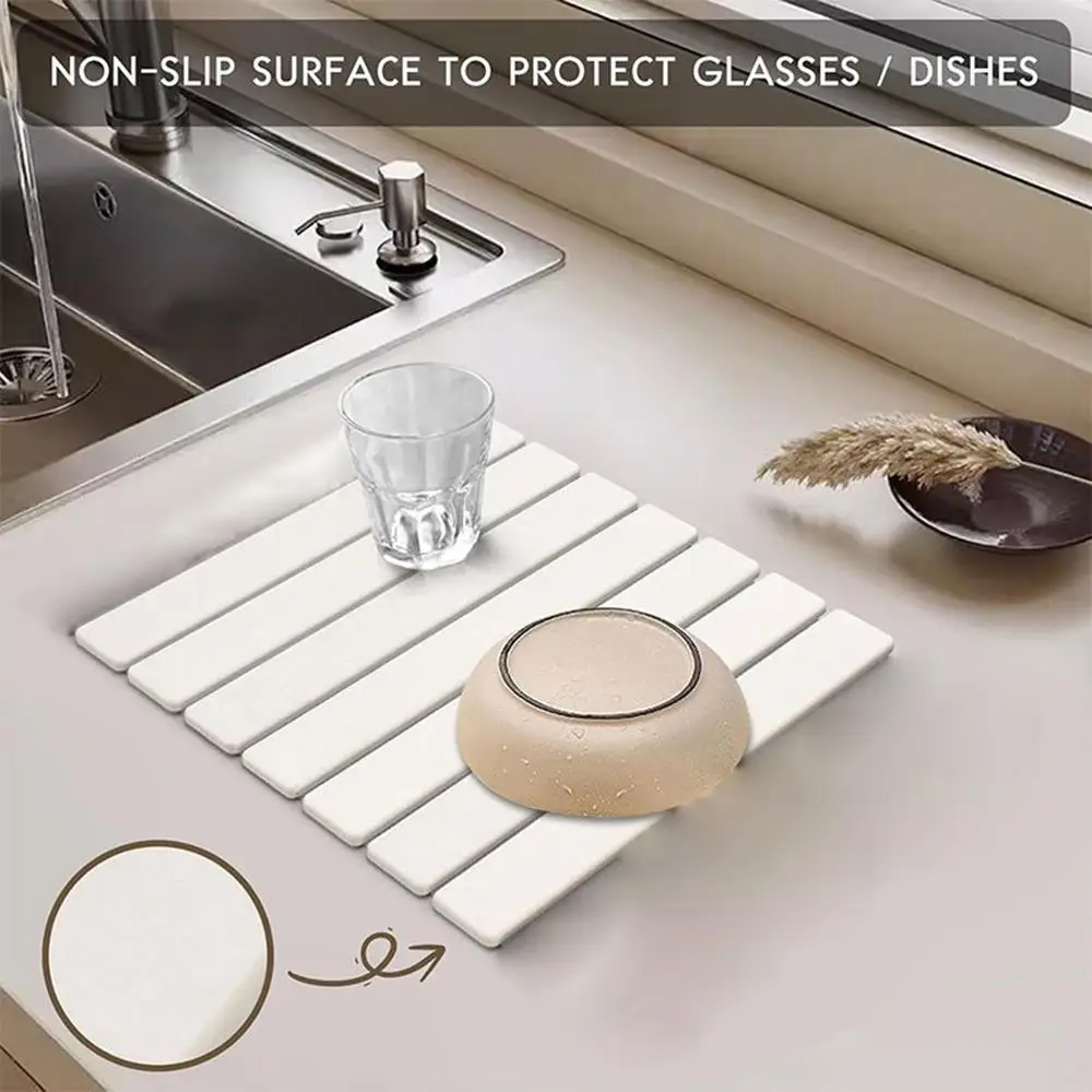 

Кухонный коврик для сушки посуды, складные каменные впитывающие коврики для сушки посуды, нескользящая сушилка, многоразовый коврик для сушки посуды, кухонные гаджеты