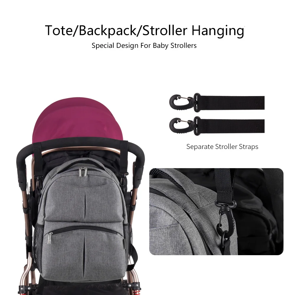 Insular Solid Color Baby Diaper Changing Backpack Bag Multifunctional Baby Mommy Bag Waterproof Mummy Nappy Stroller Backpack