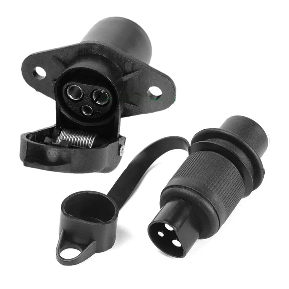 

3 Pin Plug Towing Socket Connector Adapter Truck Tractor Trailer Power Socket With Waterproof Rubber Gasket