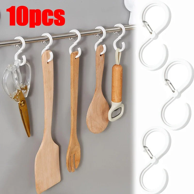 S-shaped Hook With Buckle Portable Multifunctional Kitchen Home Enduring Organizer S Windproof Hook Lock Hook Plastic Hanger