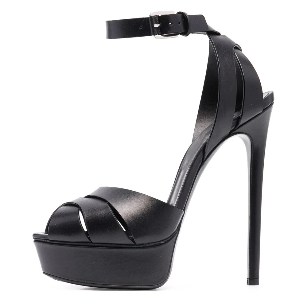 Plus Size Fashion Women Summer Sandals Platform High Heels Super Stiletto Heel Ankle Strap Peep Toe Ladies Party Shoes