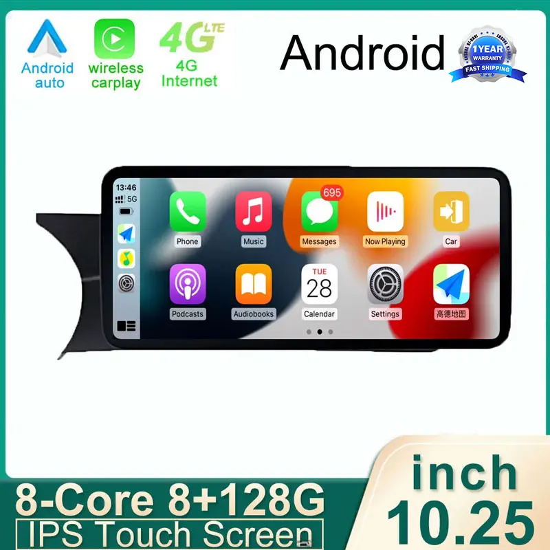 10.25 Inch Android 14 Touch Screen Car Accessories Multimedia Auto Carplay Monitors Video Radio Player For Benz C W204 2011-2014