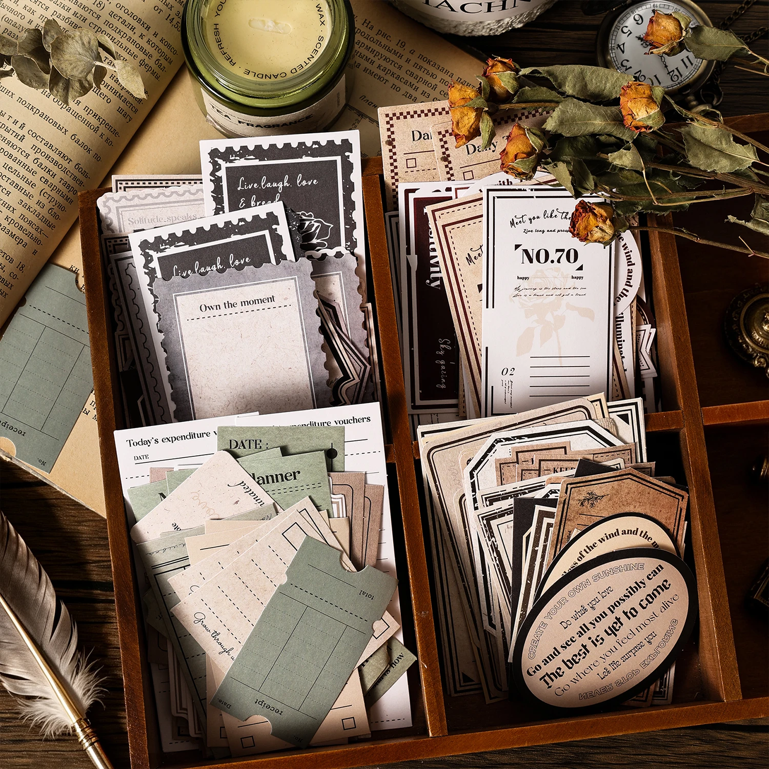 

TIANZI 30/120 sheets One Paper Old Time Series Retro Old Time Handmade Account Decoration Collage Material Stationery supplies
