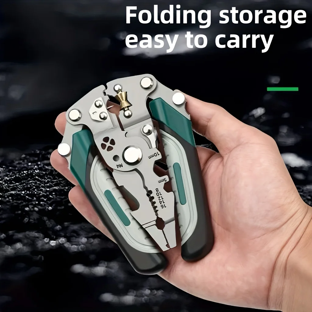 المهنية كهربائي متعدد الوظائف سلك متجرد ذو طيات ، 16 في 1 سلك الفاصل سلك لف كماشة العقص كماشة أداة اليد