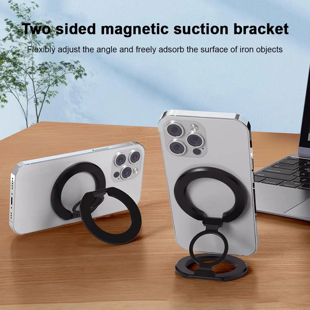 Finger Buckle single-sided magnetic attrac Mobile Phone Metal Desktop Stand No Need To Stick For Apple 15/14/13 Phone Stand V0Y7