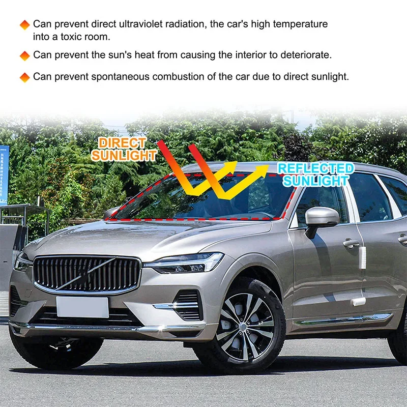 For Volvo XC60 2015-2024 Car Window Sun Shade Block UV Rays Sun Visor Protector Car Windshield Visor Cover Sunshade Film