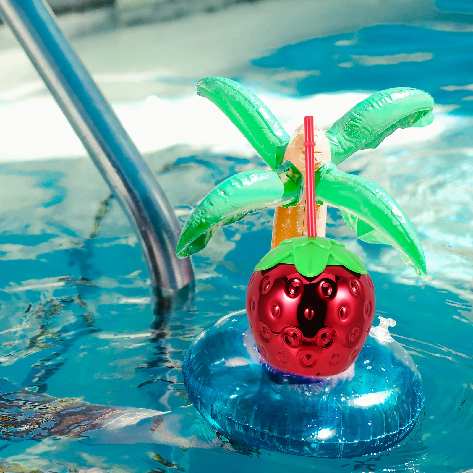 

Creative 20oz Strawberry Water Cup Electroplated Juice Tumbler Straw Pool Party Supplies Large Capacity Outdoor Picnic Beverage