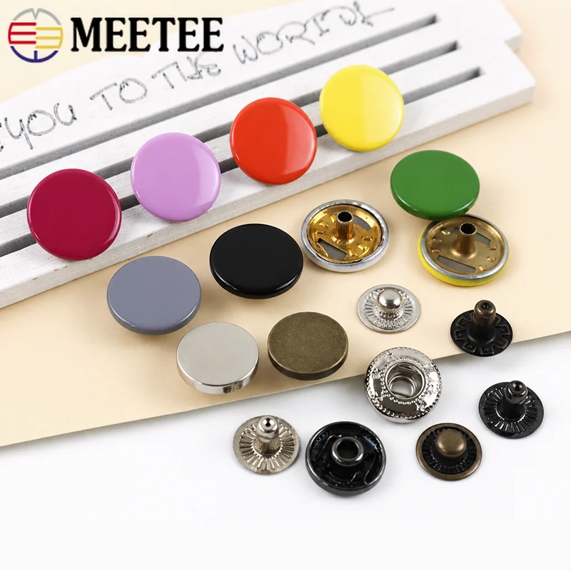 

50Sets 10/12/15/17mm Metal Snap Button Covers Clip Wallet Stud Leather Craft Buckle Clothing Decorative Buttons Sewing Supplies