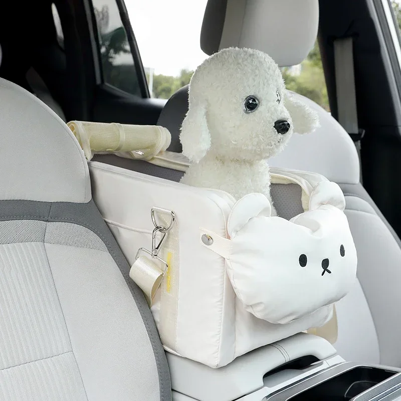 Pet Dog Car Seat Cat Carrier Booster Seat on Armrest Travel Bags for Cats Dogs with Easy Carrying Strap Travel Car Carrier