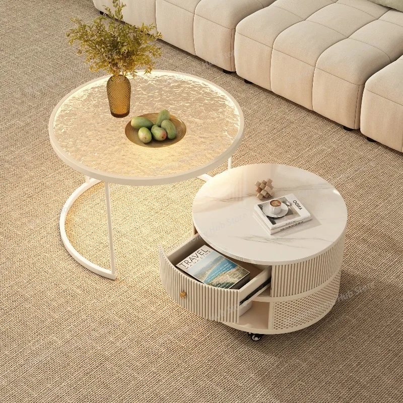 

Минималистичный роскошный журнальный столик с местом для хранения, стеклянный журнальный столик, круглый журнальный столик для гостиной, мебель для отелей Mesa De Madeira