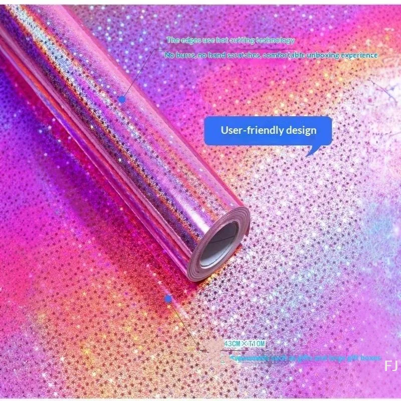 [YU]Holographic Glitter Gift Wrapping Paper Laser Star Shiny Iridescent Wrap Paper Roll For Birthday Christmas Party DIY Craft