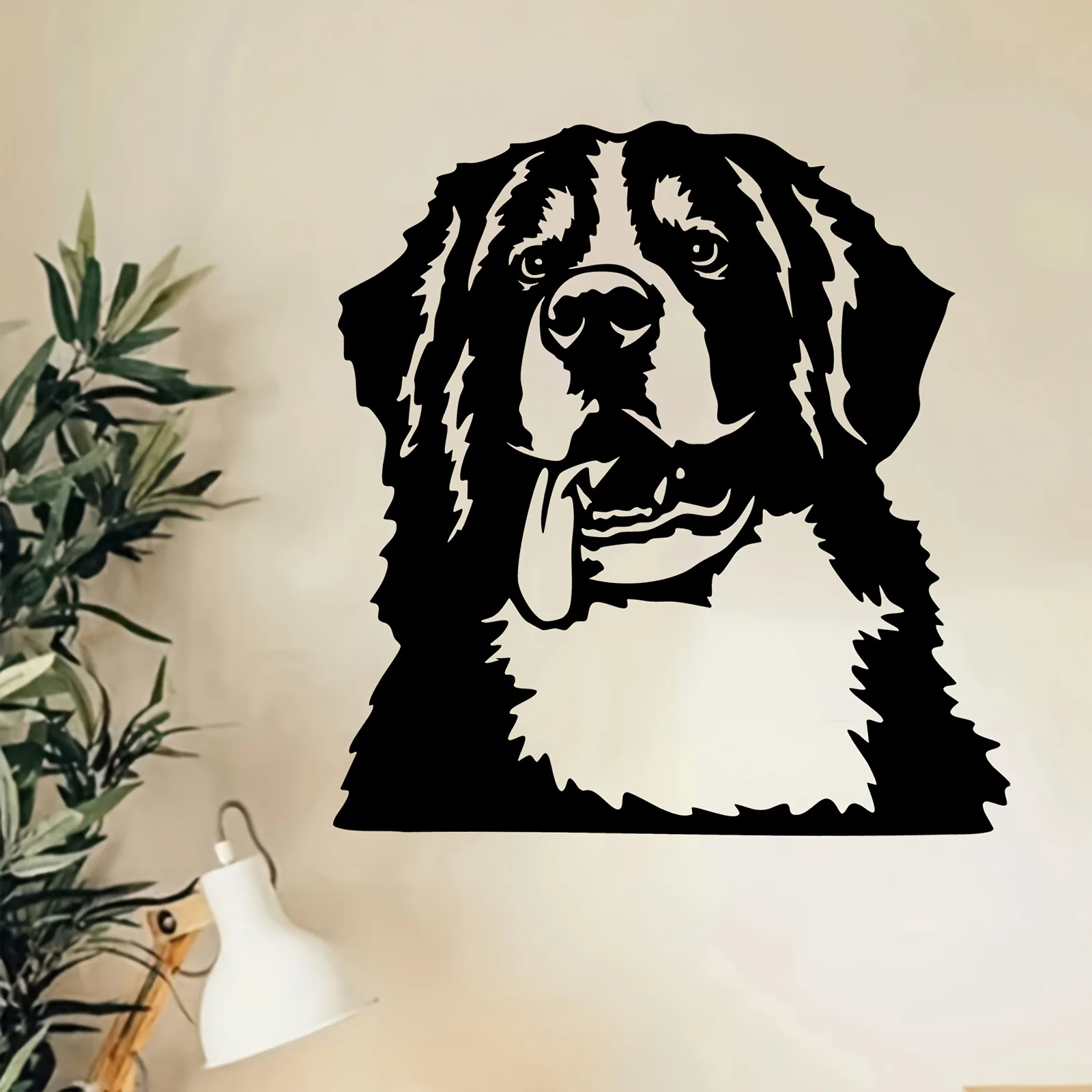 Bernese Mountain Dog Metal Wall Art Heavy-Duty Iron Sculpture Realistic Mural Outdoor Garden Fence Home Decor Accent